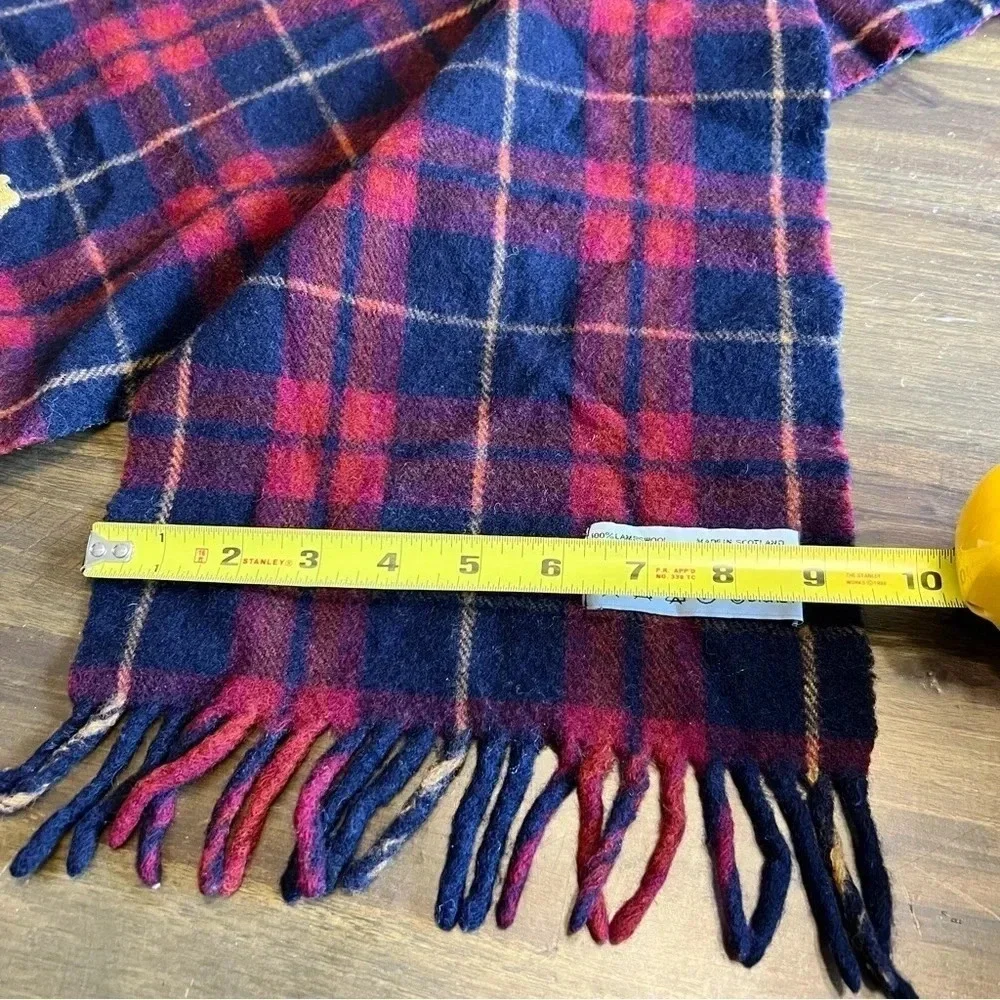 Vintage Disney Winnie The Pooh Plaid Grid Lambs Wool Scarf Winter Embroidered